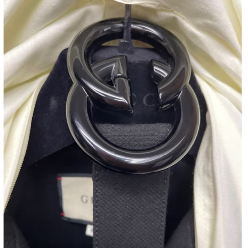 GUCCI black wool jacket large logo belt button down cuff long coat Luxury NWT - Picture 13 of 14